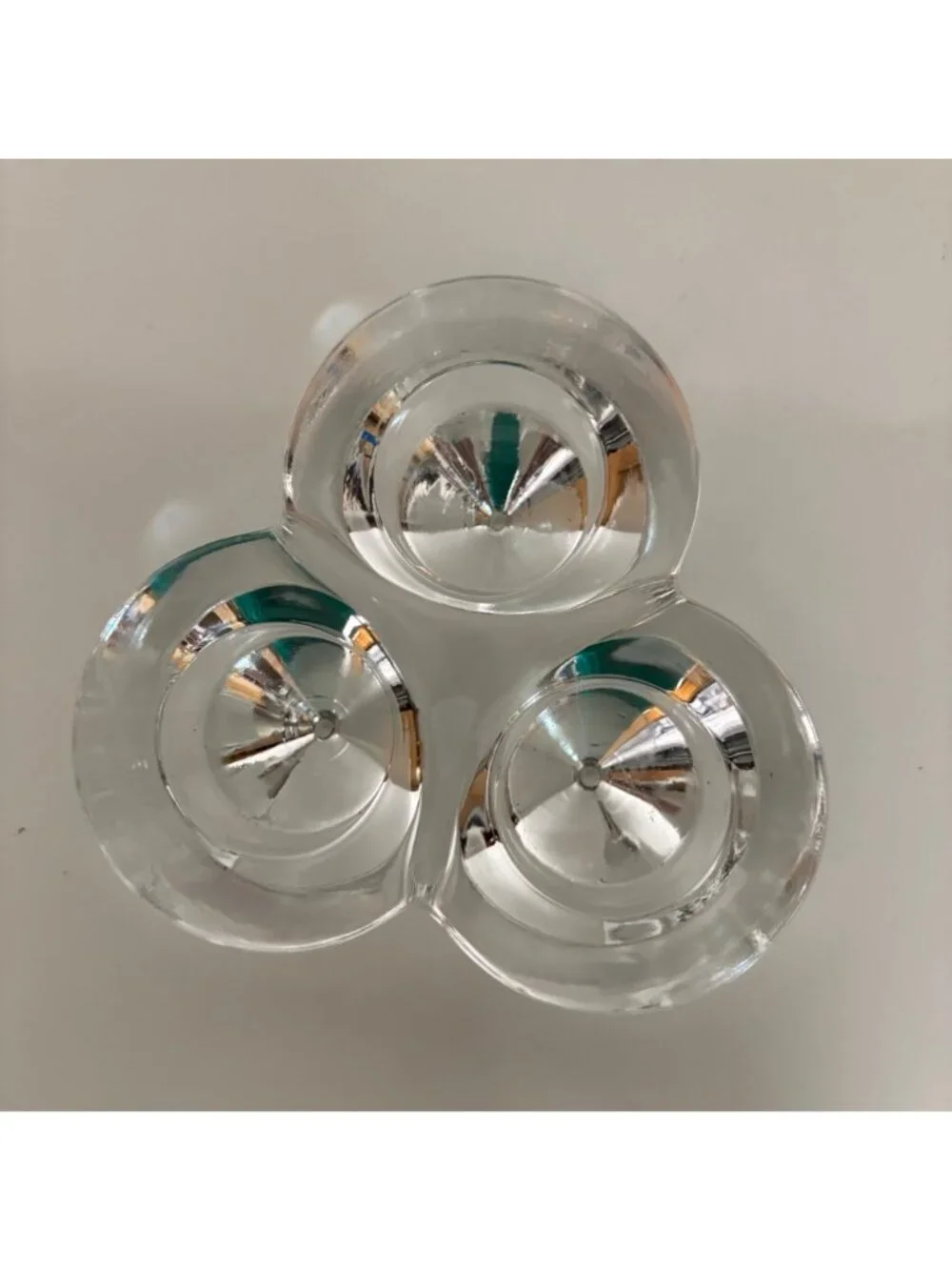 Party Lite Diamond Heavy Clear Glass Triple Tealight Candle Holder Vintage Retir